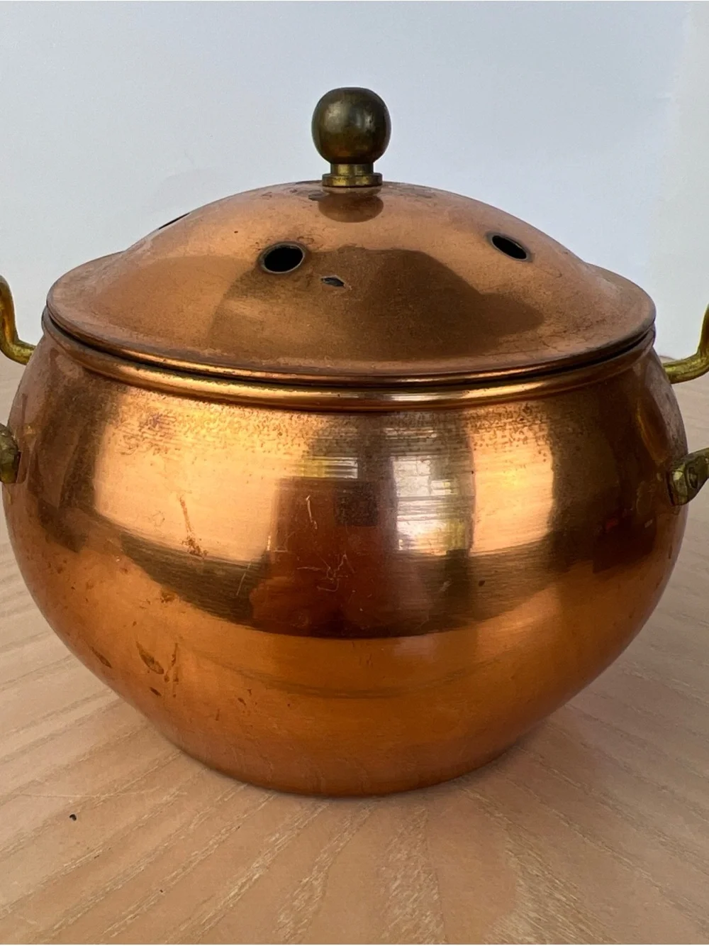 Copper Scent Pot with Brass Handles - Copper